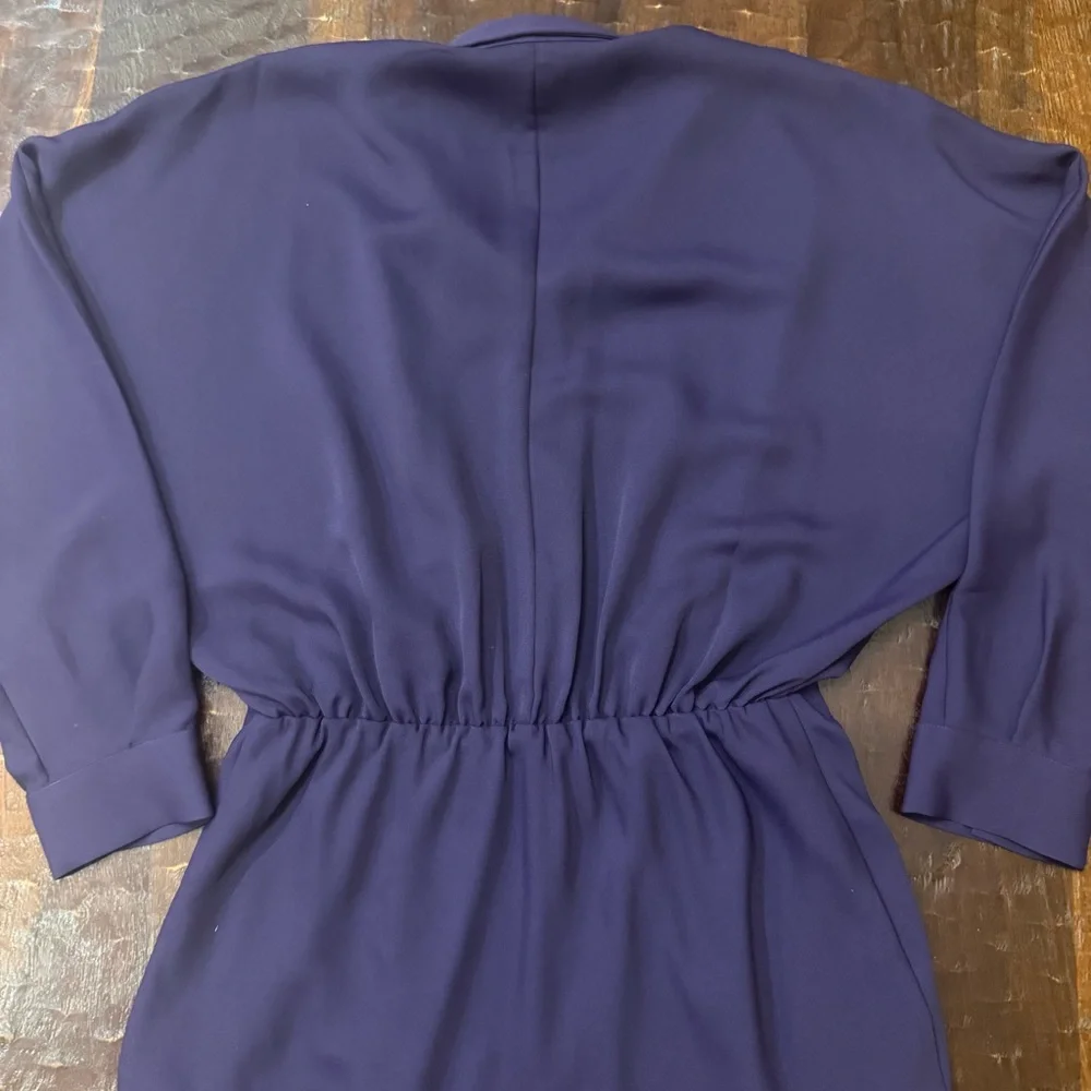 Express Collared Half Button Up Mini Portofino Shirt Dress in Deep Purple